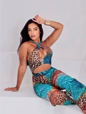 LURE Animal Print bodysuit one piece size medium M Dance Salsa Fitness